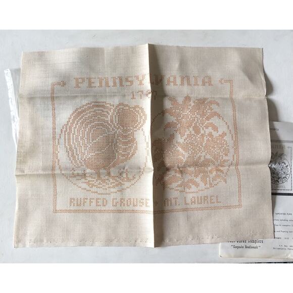 Vintage Cross Stitch Kit Pennsylvania State Bird And Flower Jane Snead Samplers - Picture 4 of 8